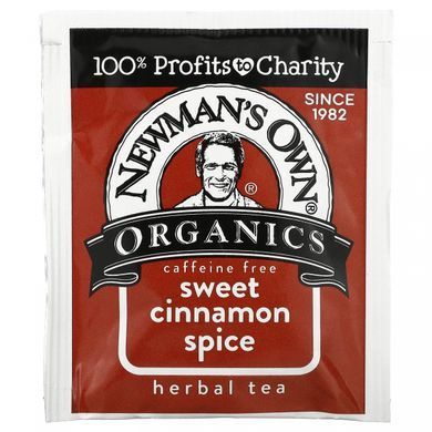Newman's Own Organics, Трав'яний чай без кофеїну, солодка кориця зі спеціями, 20 чайних пакетиків, 1,41 унція (39 г)