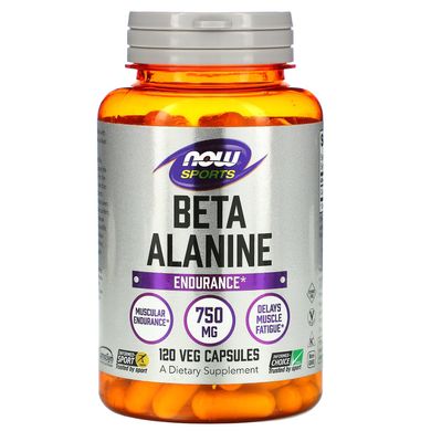 Бета-аланін Now Foods (Beta-Alanine Sports) 750 мг 120 капсул