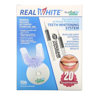 Система відбілювання зубів з активацією світлом, без перекису водню, Primal Life Organics, 20 процедур