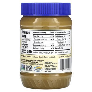Natural Crunch, spread from sunflower seeds, SunButter, 16 oz (454 g)