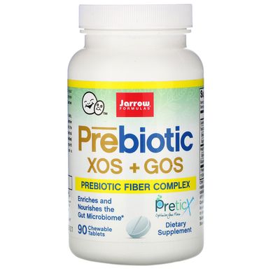 Пребіотики XOS + GOS (Ксілоолігосахариди і галактоолігосахариди), Prebiotics XOS plus GOS, Jarrow Formulas, 90 жувальних таблеток