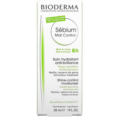Bioderma, Sebium, зволожуючий засіб, що контролює блиск, 1 рідка унція (30 мл)