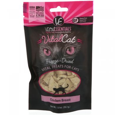 Vital Cat, висушені сублімацією ласощі для кішок, куряча грудка, Vital Essentials, 1,0 унц (28,3 г)