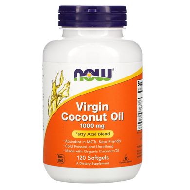 Кокосова олія першого віджиму Now Foods (Virgin Coconut Oil) 1000 мг 120 капсул