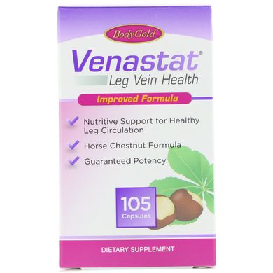 Здоров'я вен, Venastat Leg Vein Health, BodyGold, 105 капсул