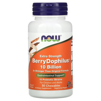 Пробіотики Now Foods (Extra Strength Berry Dophilus) 10 млрд ЩЕ 50 жувальних таблеток