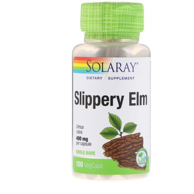В'яз іржавий, Slippery Elm Bark, Solaray, 400 мг, 100 легкоковтаючих капсул