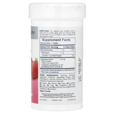 American Health, Chewable Acidophilus, натуральна полуниця, 60 жувальних вафель