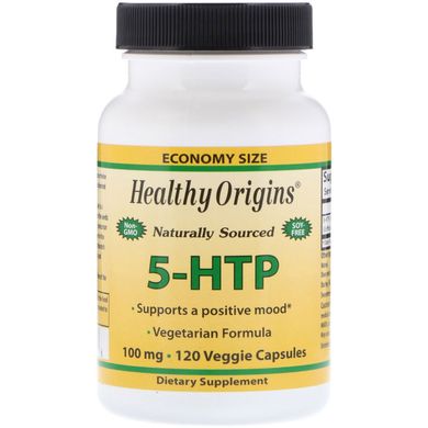 5-гідрокситриптофан, 5-HTP, Healthy Origins, 100 мг, 120 капсул на рослинній основі