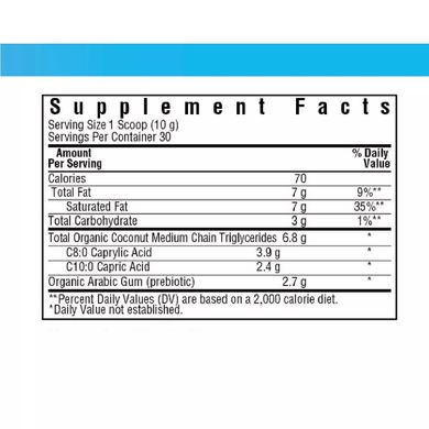 Органічний порошок MCT смак кокоса Bluebonnet Nutrition (Organic MCT Powder) 300 г