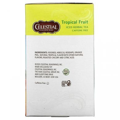 Холодный травяной чай Iced Herbal Tea, без кофеина, тропический фрукт, Celestial Seasonings, 40 пакетиков, 91 г купить в Киеве и Украине