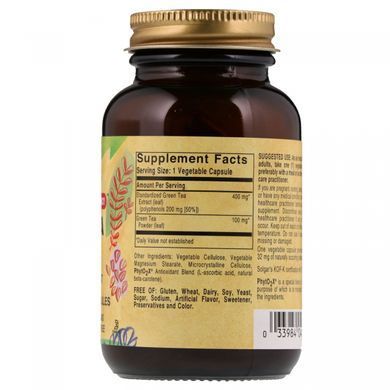 Extract of Green Tea Leaf Solgar (Green Tea Leaf Extract) 60 capsules on plant-based