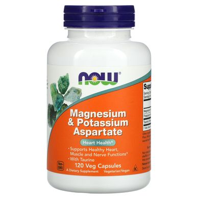 Магній і калій аспартат Now Foods (Magnesium & Potassium Aspartate) 120 капсул