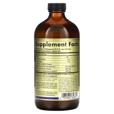 Кальцій магній цитрат з вітаміном Д3 смак лохини Solgar (Liquid Calcium Magnesium Citrate With Vitamin D3 Natural Blueberry Flavor) 473 мл
