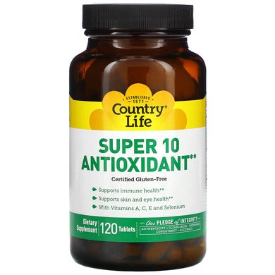 Супер 10 антиоксидант, Country Life, 10 антиоксидант, 120 таблеток