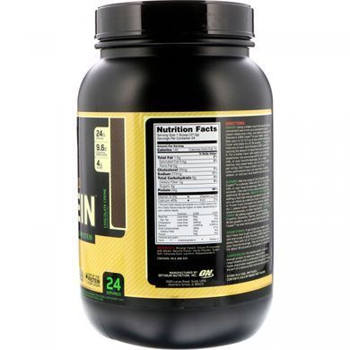 Golden standard, 100% casein, 2 pounds Optimum Nutrition (907 g) with chocolate cream flavor.