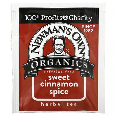 Newman's Own Organics, Трав'яний чай без кофеїну, солодка кориця зі спеціями, 20 чайних пакетиків, 1,41 унція (39 г)