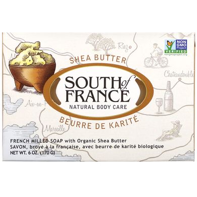 Французское молотое овальное мыло с органическим маслом ши, South of France, 170 г (6 унций) купить в Киеве и Украине