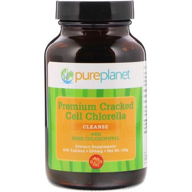 Хлорела з подрібненими клітинами Pure Planet (Premium Cracked Cell Chlorella) 200 мг 600 таблеток