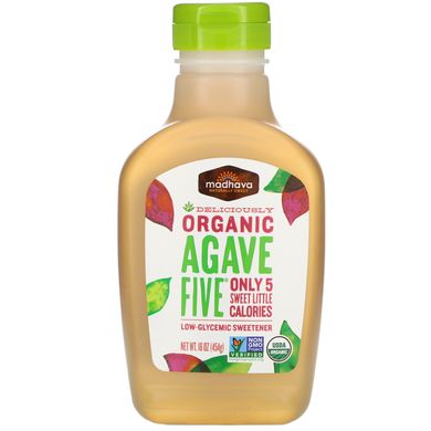 Підсолоджувач із низьким глікемічним індексом Madhava Natural Sweeteners (Organic Agave Five Low-Glycemic Sweetener) 454 г