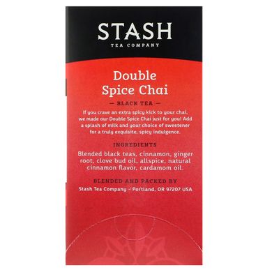Чорний чай дві спеції Stash Tea (Black Tea Double Spice Chai) 18 чайних пакетиків 33 г