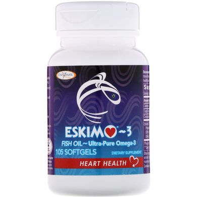 Эскимо-3, сверхчистые омега-3 кислоты, Enzymatic Therapy, 105 мягких капсул купить в Киеве и Украине