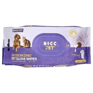 HICC Pet, дезодорирующие салфетки для перчаток, очень большие, дамасская роза, в упаковке 3 шт., по 6 шт. купить в Киеве и Украине