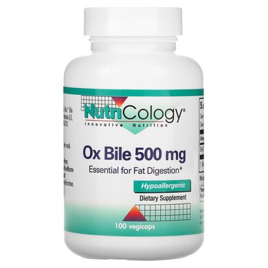 Бича жовч, Ox Bile, Nutricology, 500 мг, 100 рослинних капсул