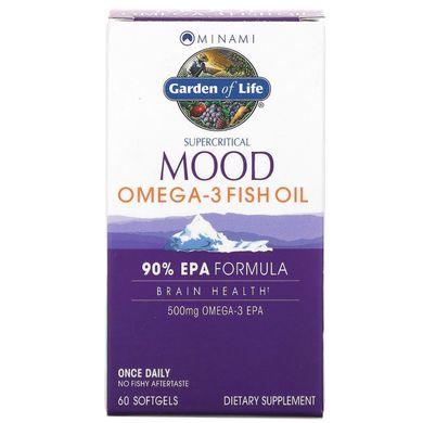 Суперкрітікал Муд, риб'ячий жир Омега-3, Minami Nutrition, 500 мг, 60 капсул