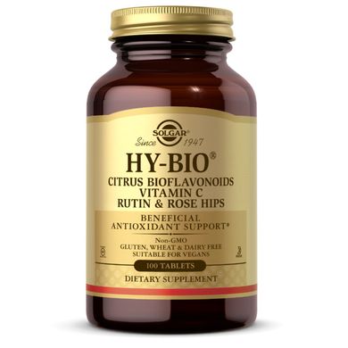 Біофлавоноїдний комплекс з вітаміном С шипшиною і рутином Solgar (HY-Bio Vitamin C with Bioflavonoid) 100 таблеток