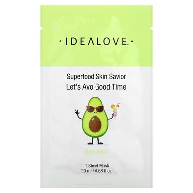 Маска для догляду за шкірою авокадо Idealove (Superfood Skin Savior Let's Avo Good Time) 1 шт 20 мл