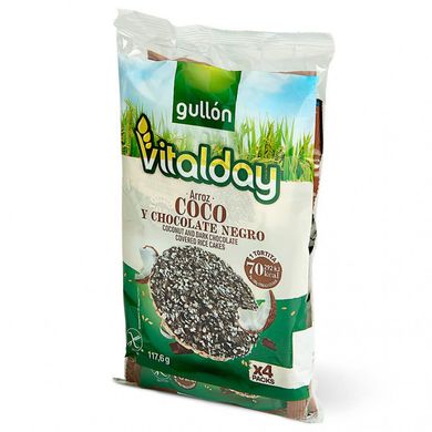 Хлібці рисові Vitalday з шоколадом та кокосом без глютену GULLON 117 г (4х29.4 г)