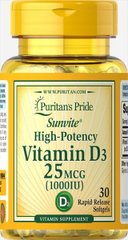 Витамин Д3 Puritan's Pride (Vitamin D3) 1000 МЕ 30 капсул купить в Киеве и Украине