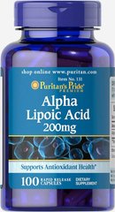 Альфа-ліпоєва кислота, Alpha Lipoic Acid, Puritan's Pride, 200 мг, 100 капсул