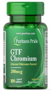 GTF Хром, GTF Chromium, Puritan's Pride, 200 мкг, 100 таблеток купить в Киеве и Украине