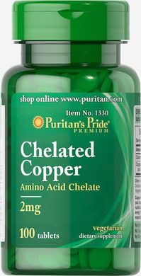 Мідний хелат, Copper Chelate, Puritan's Pride, 2 мг, 100 таблеток