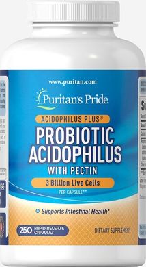 Пробіотик ацидофільний з пектином, Probiotic Acidophilus with Pectin, Puritan's Pride, 250 капсул