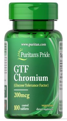 GTF Хром, GTF Chromium, Puritan's Pride, 200 мкг, 100 таблеток