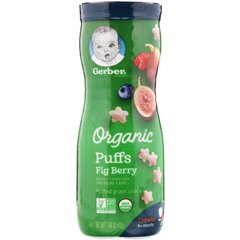 Органічні слойки, 8+ місяців, інжирна ягода, Organic Puffs, 8 + Months, Fig Berry, Gerber, 42 г