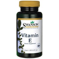 Вітамін E, Vitamin E, Swanson, 1000 МО, 60 капсул