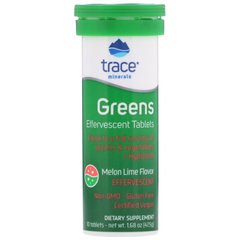 Зелень, шипучі таблетки, аромат дині з лаймом, Greens, Effervescent таблеток, Melon Lime Flavor, Trace Minerals Research, 10 таблеток