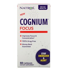 Препарат для пам'яті і когнітивних функцій, Cognium Focus, Natrol, 60 капсул