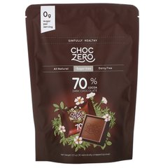 70% какао квадрати темного шоколаду, без цукру, 70% Cocoa Dark Chocolate Squares, Sugar Free, ChocZero, 10 штук по 3,5 унції кожна