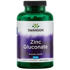 Цинк глюконат, Zinc Gluconate, Swanson, 50 мг, 250 капсул