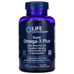 Омега-3 плюс, Omega Foundations Super Omega-3 Plus, Life Extension, 120 м'яких желатинових капсул