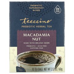Пребіотичний трав'яний чай, органічний горіх макадамія, без кофеїну, Prebiotic Herbal Tea, Organic Macadamia Nut, Caffeine Free, Teeccino, 10 чайних пакетиків, 2,12 унції (60 г)