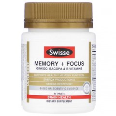 Вітаміни для когнітивних функцій, пам'ять + фокус, Ultiboost, Memory + Focus, Swisse, 60 таблеток