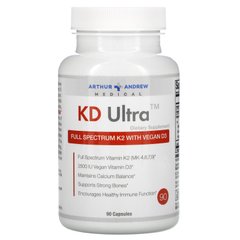 Arthur Andrew Medical, KD Ultra, повний спектр K2 з веганським вітаміном D3, 90 капсул
