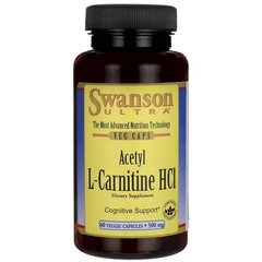 Ацетил L-Карнітин Гидрохлорид, Acetyl L-Carnitine HCl, Swanson, 500 мг, 60 капсул