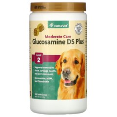 Глюкозамін DS +, рівень 2, Glucosamine DS Plus, Level 2, NaturVet, 240 м'яких жувальних таблеток, 20 унцій (576 г)